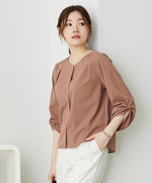 nissen（ニッセン）の「Ｖネックカットソーブラウス【UVカット・洗濯機OK】（Tシャツ/カットソー・レディース・ライトグリーン/ピンク/ネイビー/モカ/ブルー/グレー/オフホワイト・L/LL/M/S）」の16枚目の写真