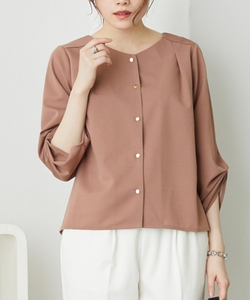 nissen（ニッセン）の「Ｖネックカットソーブラウス【UVカット・洗濯機OK】（Tシャツ/カットソー・レディース・ライトグリーン/ピンク/ネイビー/モカ/ブルー/グレー/オフホワイト・L/LL/M/S）」の15枚目の写真