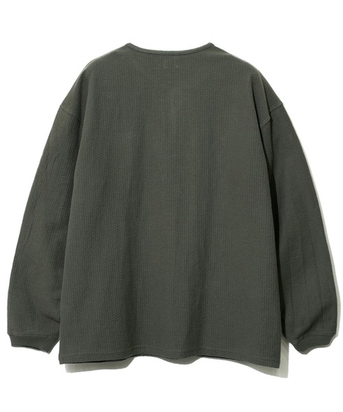 AOZORA(アオゾラ)の「AOZORA/アオゾラ 刺し子WAVEバインダーヘンリー(Tシャツ/カットソー・メンズ・ブラック/オリーブ・MEDIUM/LARGE/X-LARGE)」の9枚目の写真