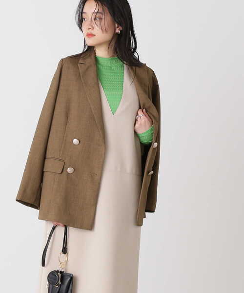 N.(N. Natural Beauty Basic)(エヌエヌナチュラルビューティーベーシック)の「【S Size Line】◆麻調ピークドダブルジャケット(テーラードジャケット・レディース・ネイビー/ブラウン・SMALL/MEDIUM)」の18枚目の写真