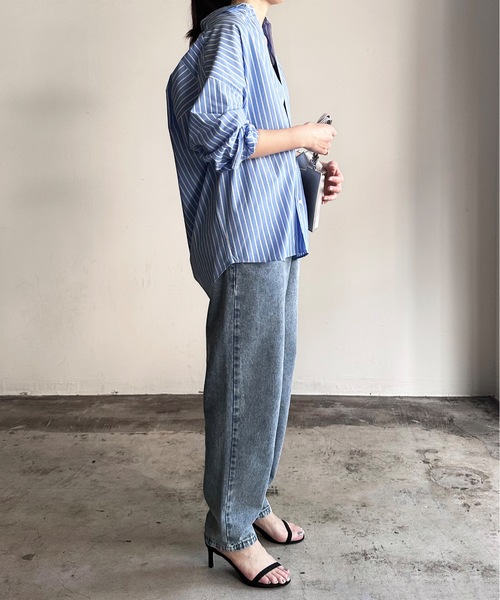 COMMON WARE(コモンウェアー)の「COMMONWARE:12ozデニムワイドテーパードパンツ(デニムパンツ・レディース・ケミカルウォッシュ/インディゴブルー/ライトインディゴブルー/ブラック系/ブラック・L/XL/M)」の21枚目の写真