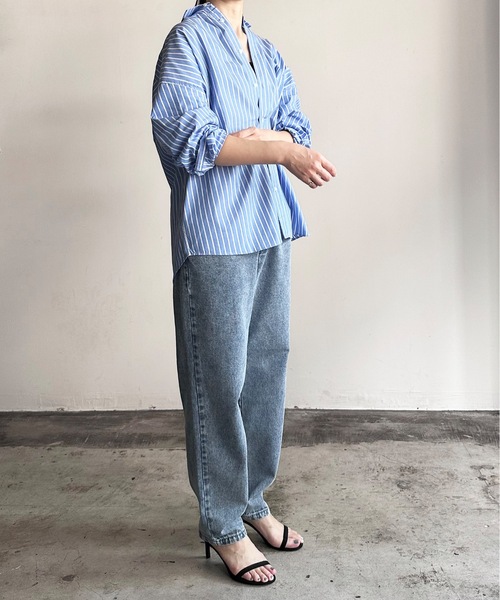 COMMON WARE(コモンウェアー)の「COMMONWARE:12ozデニムワイドテーパードパンツ(デニムパンツ・レディース・ケミカルウォッシュ/インディゴブルー/ライトインディゴブルー/ブラック系/ブラック・L/XL/M)」の22枚目の写真