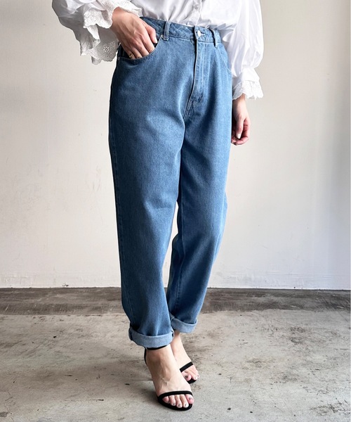 COMMON WARE(コモンウェアー)の「COMMONWARE:12ozデニムワイドテーパードパンツ(デニムパンツ・レディース・ケミカルウォッシュ/インディゴブルー/ライトインディゴブルー/ブラック系/ブラック・L/XL/M)」の17枚目の写真