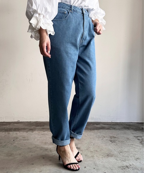 COMMON WARE(コモンウェアー)の「COMMONWARE:12ozデニムワイドテーパードパンツ(デニムパンツ・レディース・ケミカルウォッシュ/インディゴブルー/ライトインディゴブルー/ブラック系/ブラック・L/XL/M)」の18枚目の写真