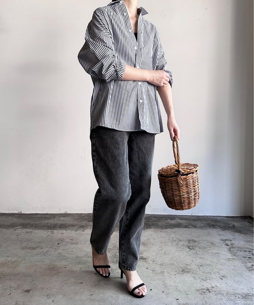 COMMON WARE(コモンウェアー)の「COMMONWARE:12ozデニムワイドテーパードパンツ(デニムパンツ・レディース・ケミカルウォッシュ/インディゴブルー/ライトインディゴブルー/ブラック系/ブラック・L/XL/M)」の11枚目の写真