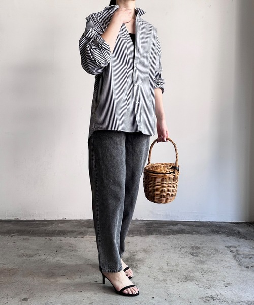 COMMON WARE(コモンウェアー)の「COMMONWARE:12ozデニムワイドテーパードパンツ(デニムパンツ・レディース・ケミカルウォッシュ/インディゴブルー/ライトインディゴブルー/ブラック系/ブラック・L/XL/M)」の12枚目の写真