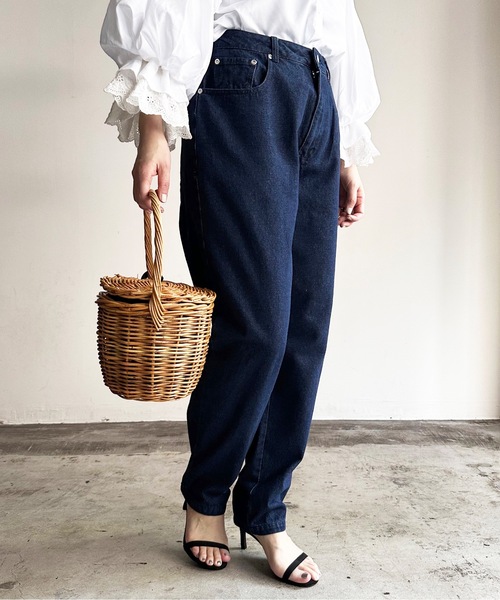 COMMON WARE(コモンウェアー)の「COMMONWARE:12ozデニムワイドテーパードパンツ(デニムパンツ・レディース・ケミカルウォッシュ/インディゴブルー/ライトインディゴブルー/ブラック系/ブラック・L/XL/M)」の14枚目の写真