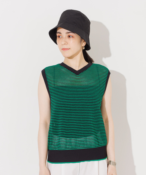 NOMINE(ノミネ)の「メッシュボーダー2WAYプルオーバー(Tシャツ/カットソー・レディース・ブラウン/レッド/ベージュ/グリーン・フリー)」の6枚目の写真