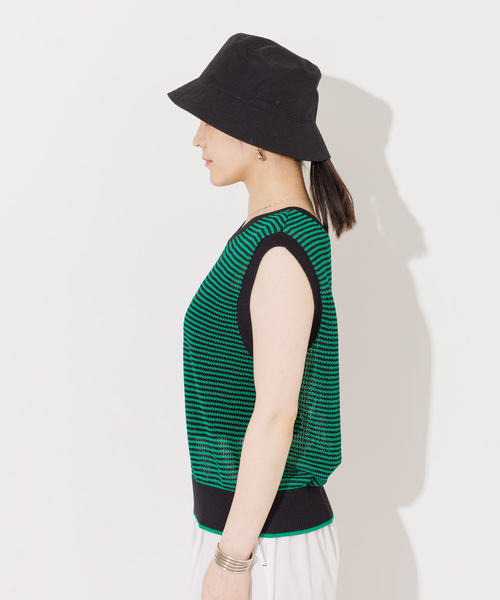 NOMINE(ノミネ)の「メッシュボーダー2WAYプルオーバー(Tシャツ/カットソー・レディース・ブラウン/レッド/ベージュ/グリーン・フリー)」の7枚目の写真