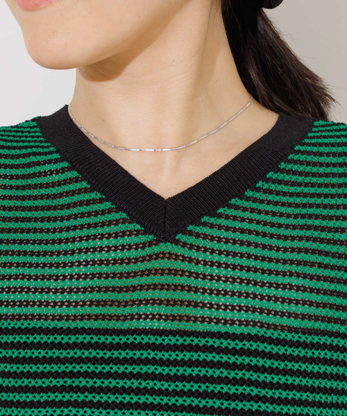 NOMINE(ノミネ)の「メッシュボーダー2WAYプルオーバー(Tシャツ/カットソー・レディース・ブラウン/レッド/ベージュ/グリーン・フリー)」の9枚目の写真