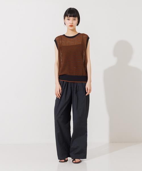 NOMINE(ノミネ)の「メッシュボーダー2WAYプルオーバー(Tシャツ/カットソー・レディース・ブラウン/レッド/ベージュ/グリーン・フリー)」の16枚目の写真