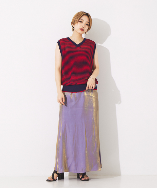 NOMINE(ノミネ)の「メッシュボーダー2WAYプルオーバー(Tシャツ/カットソー・レディース・ブラウン/レッド/ベージュ/グリーン・フリー)」の20枚目の写真