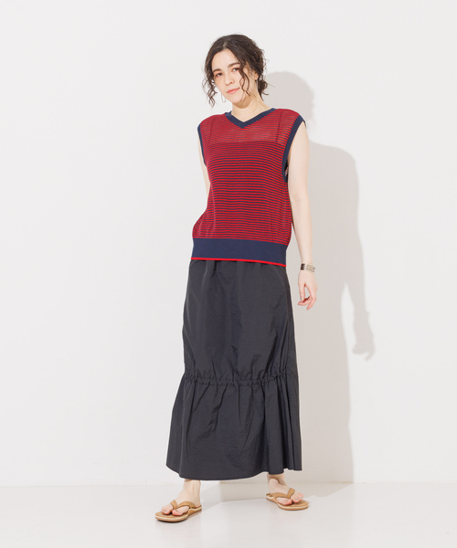 NOMINE(ノミネ)の「メッシュボーダー2WAYプルオーバー(Tシャツ/カットソー・レディース・ブラウン/レッド/ベージュ/グリーン・フリー)」の21枚目の写真