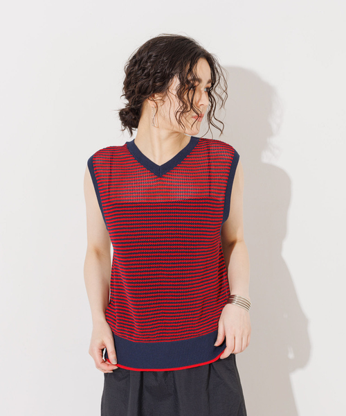 NOMINE(ノミネ)の「メッシュボーダー2WAYプルオーバー(Tシャツ/カットソー・レディース・ブラウン/レッド/ベージュ/グリーン・フリー)」の22枚目の写真