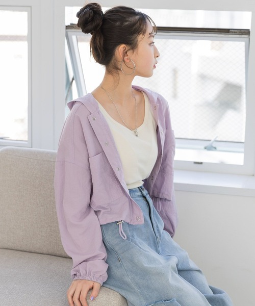 repipi armario（レピピ アルマリオ）の「スパンボイルショートパーカー（シャツ/ブラウス・キッズ・ホワイト/ラベンダー/グレー/ブラック/ライトイエロー/ブルー系その他/ホワイト系その他・SMALL/MEDIUM/LARGE）」の6枚目の写真