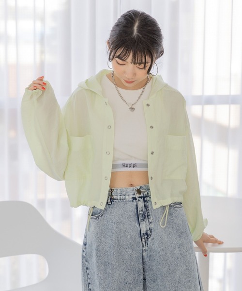 repipi armario（レピピ アルマリオ）の「スパンボイルショートパーカー（シャツ/ブラウス・キッズ・ホワイト/ラベンダー/グレー/ブラック/ライトイエロー/ブルー系その他/ホワイト系その他・SMALL/MEDIUM/LARGE）」の7枚目の写真