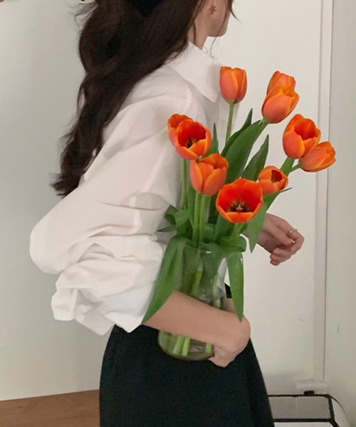 DAY CLOSET(デイ クローゼット)の「レディース 長袖パステルプリーツ袖比翼シャツ(シャツ/ブラウス・レディース・グリーン/イエロー/ホワイト・ONE SIZE)」の6枚目の写真