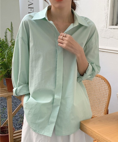 DAY CLOSET(デイ クローゼット)の「レディース 長袖パステルプリーツ袖比翼シャツ(シャツ/ブラウス・レディース・グリーン/イエロー/ホワイト・ONE SIZE)」の8枚目の写真