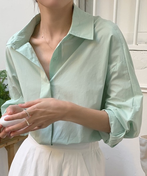 DAY CLOSET(デイ クローゼット)の「レディース 長袖パステルプリーツ袖比翼シャツ(シャツ/ブラウス・レディース・グリーン/イエロー/ホワイト・ONE SIZE)」の9枚目の写真