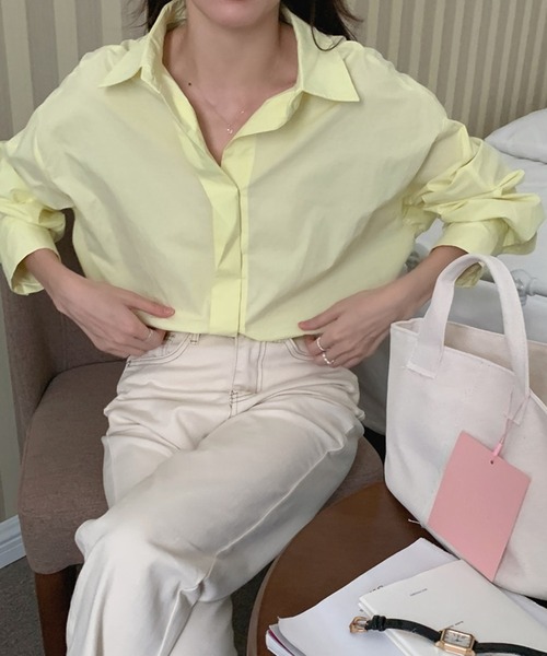 DAY CLOSET(デイ クローゼット)の「レディース 長袖パステルプリーツ袖比翼シャツ(シャツ/ブラウス・レディース・グリーン/イエロー/ホワイト・ONE SIZE)」の13枚目の写真