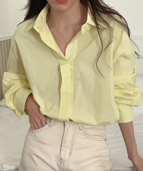 DAY CLOSET(デイ クローゼット)の「レディース 長袖パステルプリーツ袖比翼シャツ(シャツ/ブラウス・レディース・グリーン/イエロー/ホワイト・ONE SIZE)」の14枚目の写真