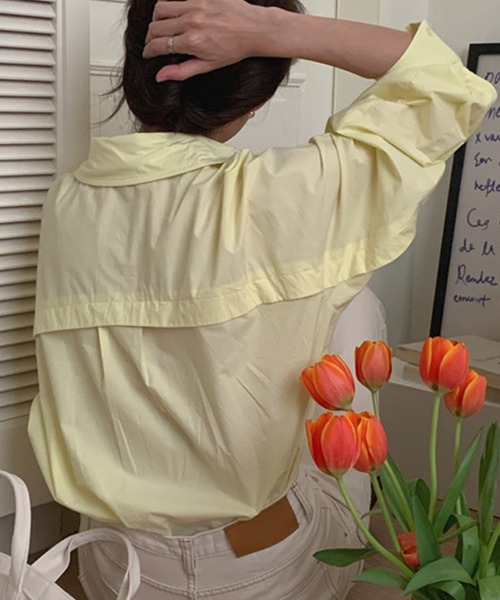 DAY CLOSET(デイ クローゼット)の「レディース 長袖パステルプリーツ袖比翼シャツ(シャツ/ブラウス・レディース・グリーン/イエロー/ホワイト・ONE SIZE)」の15枚目の写真