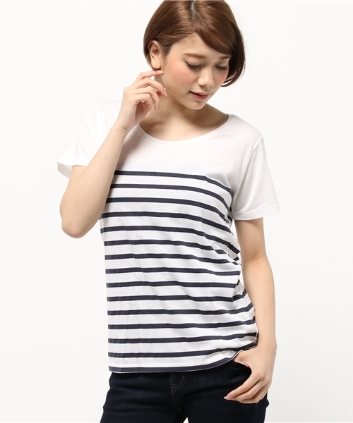 OUTLET(アウトレット)の「【Ciaopanic】ボーダープリントTee(Tシャツ/カットソー・レディース・ブルー/ネイビー/レッド・FREE)」の1枚目の写真