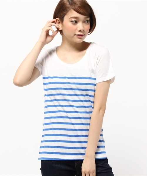 OUTLET(アウトレット)の「【Ciaopanic】ボーダープリントTee(Tシャツ/カットソー・レディース・ブルー/ネイビー/レッド・FREE)」の2枚目の写真