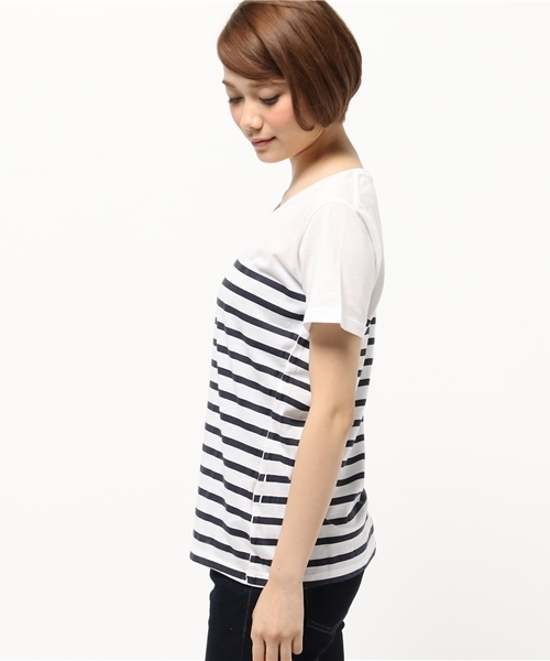 OUTLET(アウトレット)の「【Ciaopanic】ボーダープリントTee(Tシャツ/カットソー・レディース・ブルー/ネイビー/レッド・FREE)」の4枚目の写真