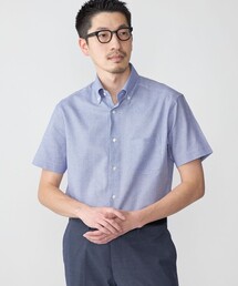 SHIPS: カラミ織り ボタンダウン 無地 半袖 シャツ
