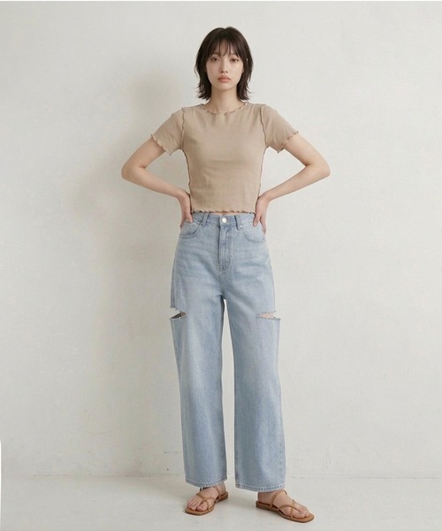 セール】【XS～Lサイズ展開】サイドカットパンツ（デニムパンツ