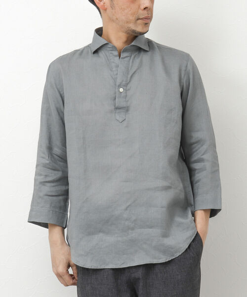 NOLLEY'S goodman(ノーリーズグッドマン)の「リネンスキッパー7分袖 プルオーバーシャツ(シャツ/ブラウス・メンズ・ホワイト/グレー/ブルー/パープル/ブラウン・S/M/L)」の3枚目の写真