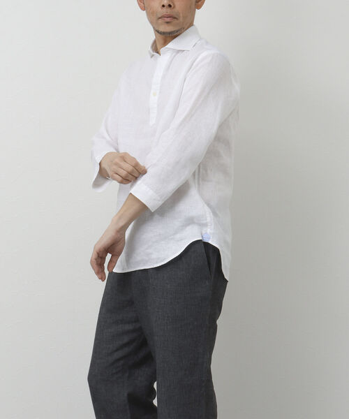 NOLLEY'S goodman(ノーリーズグッドマン)の「リネンスキッパー7分袖 プルオーバーシャツ(シャツ/ブラウス・メンズ・ホワイト/グレー/ブルー/パープル/ブラウン・S/M/L)」の7枚目の写真