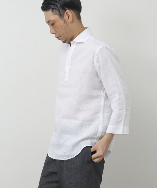 NOLLEY'S goodman(ノーリーズグッドマン)の「リネンスキッパー7分袖 プルオーバーシャツ(シャツ/ブラウス・メンズ・ホワイト/グレー/ブルー/パープル/ブラウン・S/M/L)」の8枚目の写真