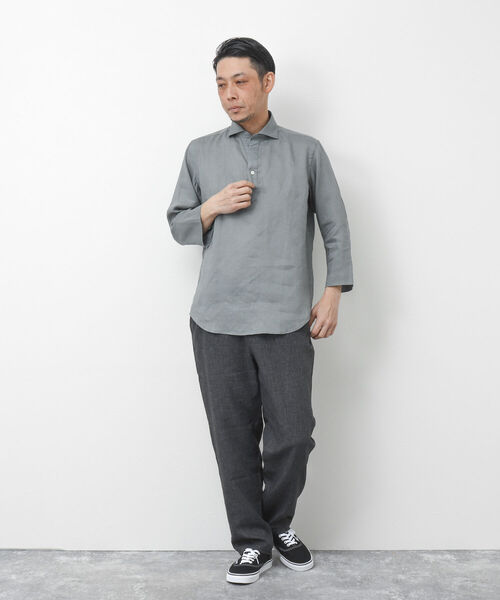 NOLLEY'S goodman(ノーリーズグッドマン)の「リネンスキッパー7分袖 プルオーバーシャツ(シャツ/ブラウス・メンズ・ホワイト/グレー/ブルー/パープル/ブラウン・S/M/L)」の13枚目の写真