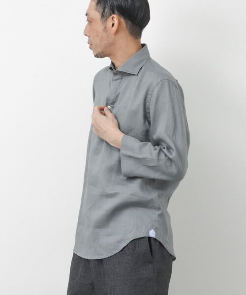 NOLLEY'S goodman(ノーリーズグッドマン)の「リネンスキッパー7分袖 プルオーバーシャツ(シャツ/ブラウス・メンズ・ホワイト/グレー/ブルー/パープル/ブラウン・S/M/L)」の15枚目の写真