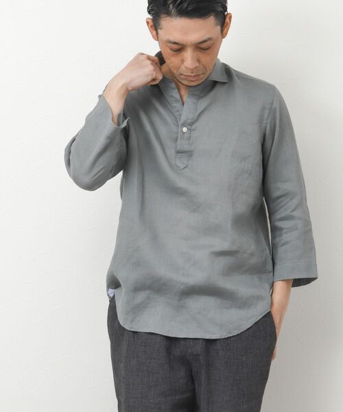 NOLLEY'S goodman(ノーリーズグッドマン)の「リネンスキッパー7分袖 プルオーバーシャツ(シャツ/ブラウス・メンズ・ホワイト/グレー/ブルー/パープル/ブラウン・S/M/L)」の16枚目の写真