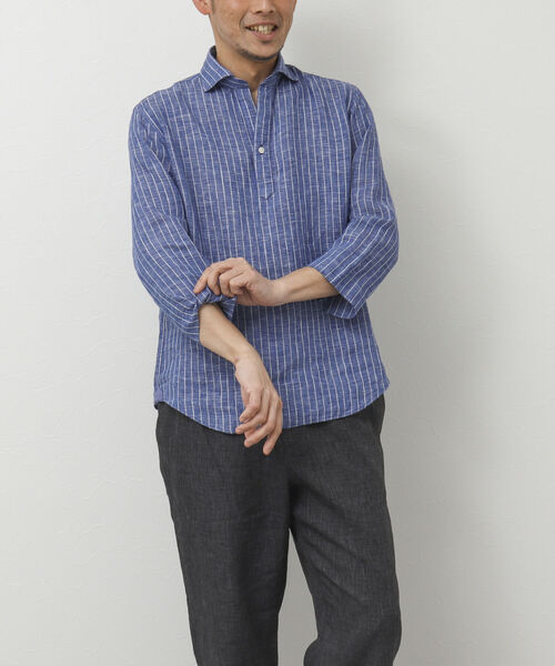 NOLLEY'S goodman(ノーリーズグッドマン)の「リネンスキッパー7分袖 プルオーバーシャツ(シャツ/ブラウス・メンズ・ホワイト/グレー/ブルー/パープル/ブラウン・S/M/L)」の21枚目の写真