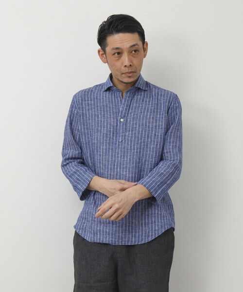 NOLLEY'S goodman(ノーリーズグッドマン)の「リネンスキッパー7分袖 プルオーバーシャツ(シャツ/ブラウス・メンズ・ホワイト/グレー/ブルー/パープル/ブラウン・S/M/L)」の22枚目の写真