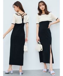 MERCURYDUO | 3WAY配色ストラップバッククロスワンピース(ワンピース)