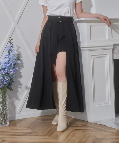 ANDGEEBEE（アンジービー）の「フレアスカパン（スカート・レディース・グレー/ブラック・MEDIUM）」の2枚目の写真