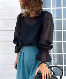 Q | シアーギャザーブラウス(シャツ/ブラウス)