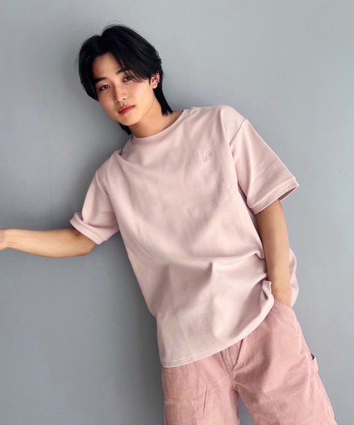 LIMMSE(リムズ)の「【LIMMSE】リラックスオーバーサイズTシャツ(Tシャツ/カットソー・メンズ・杢グレー/ピンク/サックスブルー/オフホワイト・FREE)」の7枚目の写真