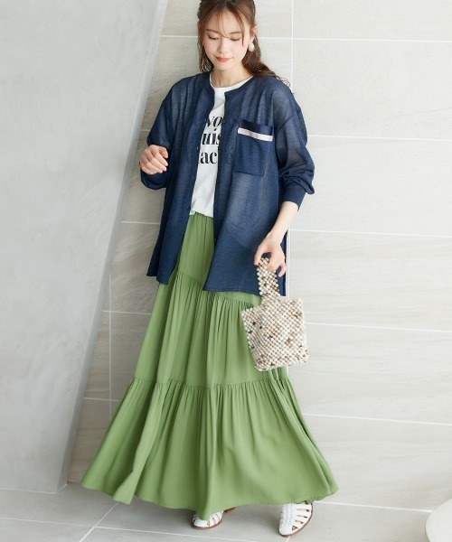 miclat（ミクラ）の「大きいサイズ　ギャザーティアードスカート　miclat（スカート・レディース・ブラック/グリーン系・LL/5L/4L/3L/L）」の5枚目の写真