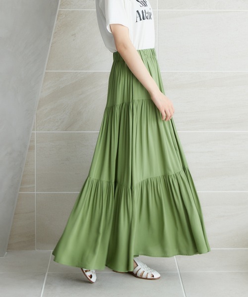miclat（ミクラ）の「大きいサイズ　ギャザーティアードスカート　miclat（スカート・レディース・ブラック/グリーン系・LL/5L/4L/3L/L）」の18枚目の写真