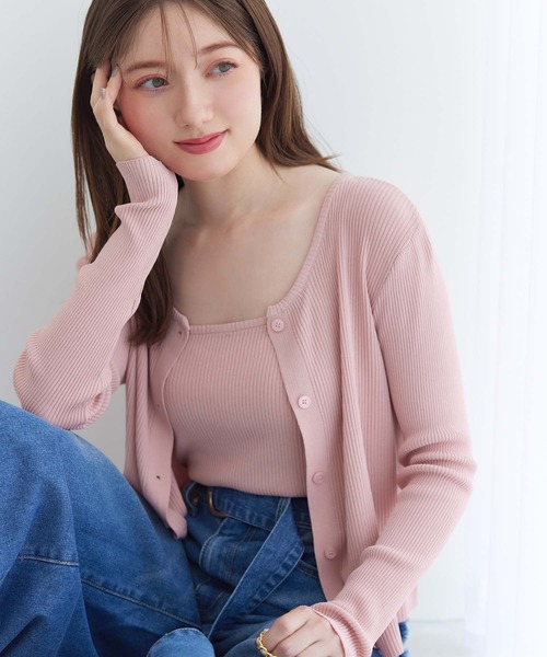 fifth（フィフス）の「リブキャミアンサンブルカーディガン（カーディガン/ボレロ・レディース・イエロー/ブラック/ピンク・M）」の3枚目の写真