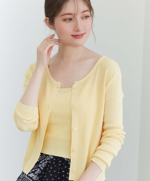 fifth（フィフス）の「リブキャミアンサンブルカーディガン（カーディガン/ボレロ・レディース・イエロー/ブラック/ピンク・M）」の2枚目の写真