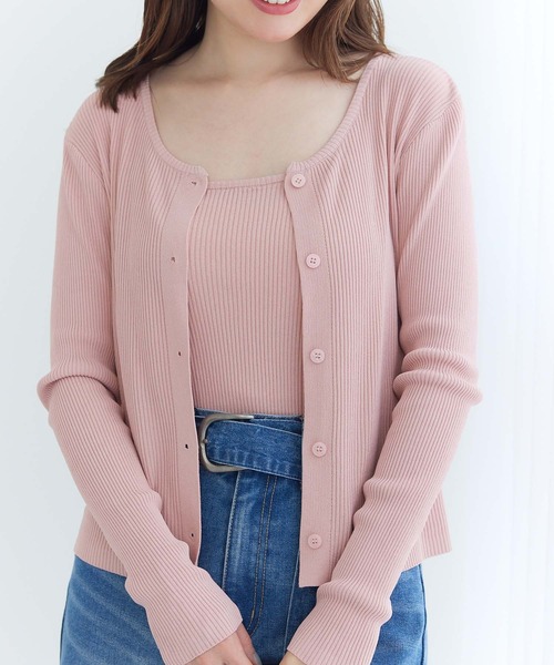 fifth（フィフス）の「リブキャミアンサンブルカーディガン（カーディガン/ボレロ・レディース・イエロー/ブラック/ピンク・M）」の4枚目の写真