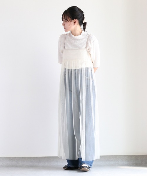 cepo（セポ）の「チュールキャミワンピース（ワンピース・レディース・オフホワイト/ブラック・FREE）」の7枚目の写真