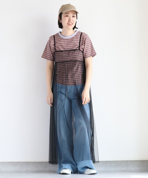 cepo（セポ）の「チュールキャミワンピース（ワンピース・レディース・オフホワイト/ブラック・FREE）」の5枚目の写真